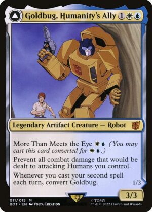 Goldbug, Humanity's Ally // Goldbug, Scrappy Scout<br /><span class="collector-number">Collector No. 11</span>